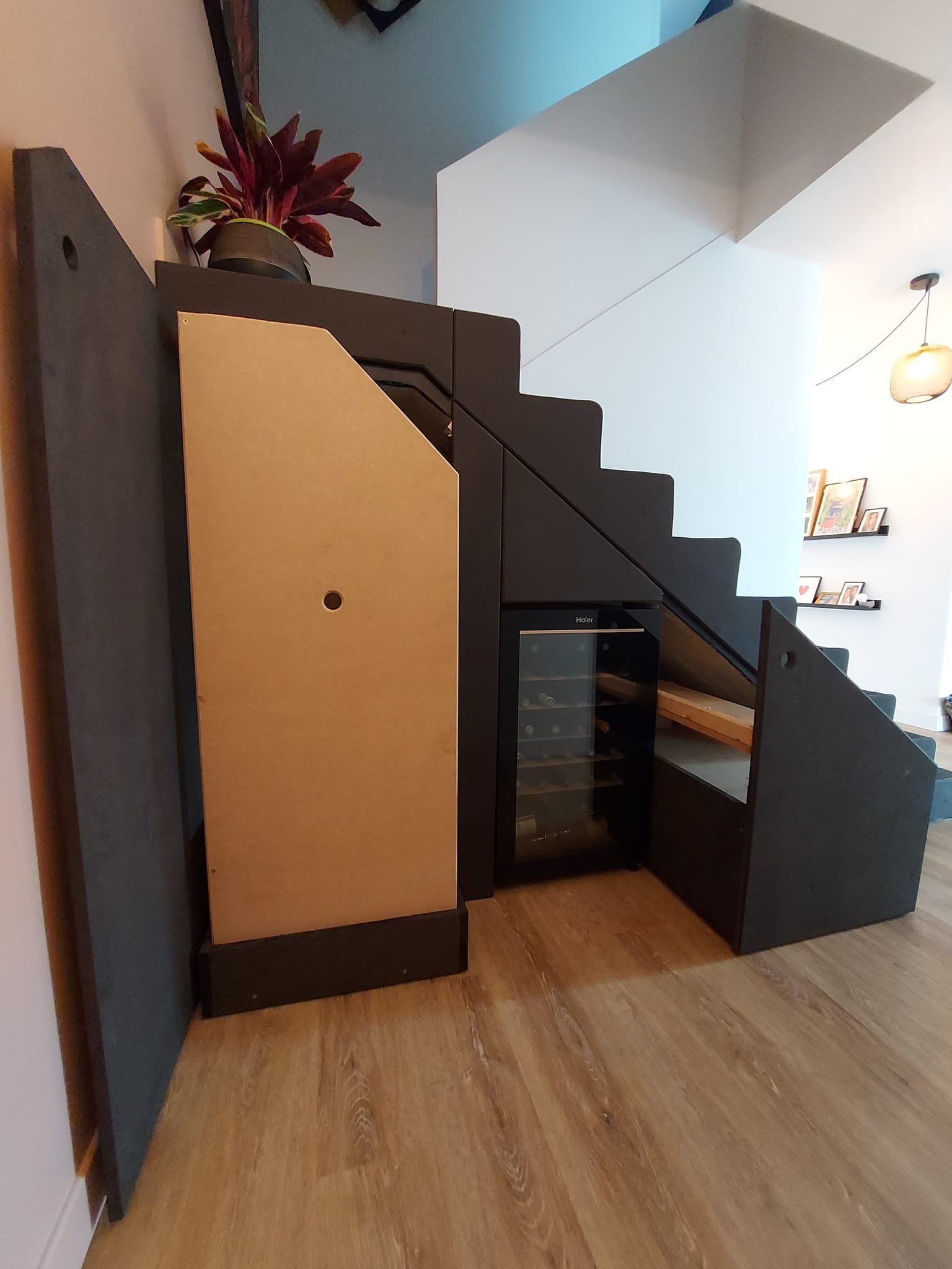 Parquet pose biais couloir
