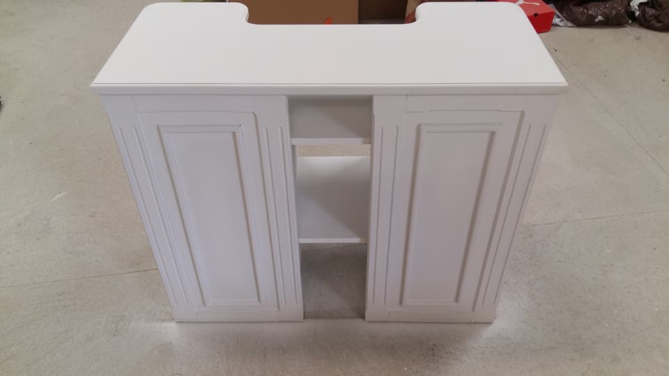 Meuble sous-vasque blanc artisanal
